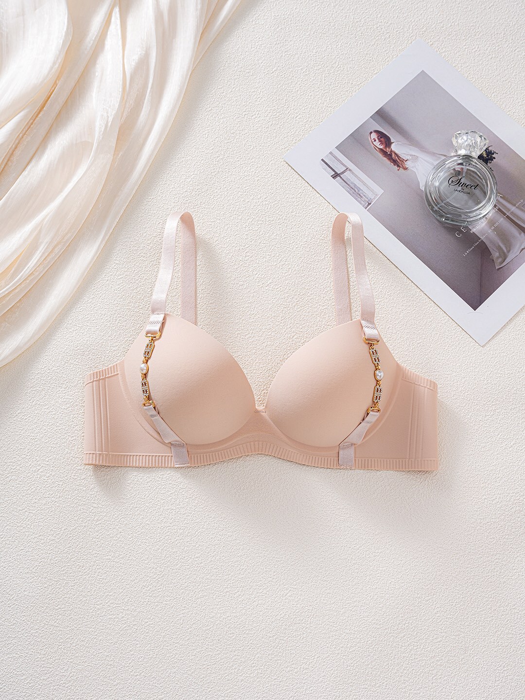 women's seamless push up lingerie small breast gathering anti sagging no steel ring bra