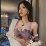 anti sagging purple lace women pushup bra