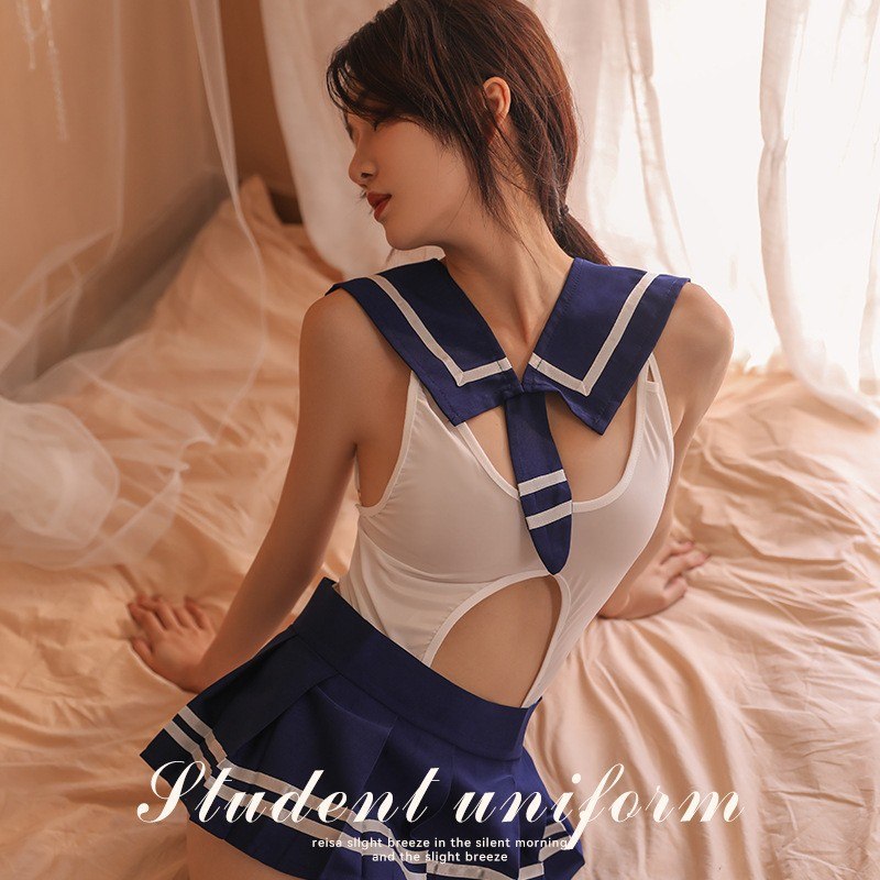 sexy, tempting, maid outfit; sexy lingerie; backless bodysuit transparent erotic lingerie; school uniform; ; doll skirt
