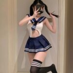 sexy, tempting, maid outfit; sexy lingerie; backless bodysuit transparent erotic lingerie; school uniform; ; doll skirt