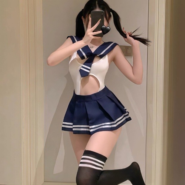sexy, tempting, maid outfit; sexy lingerie; backless bodysuit transparent erotic lingerie; school uniform; ; doll skirt