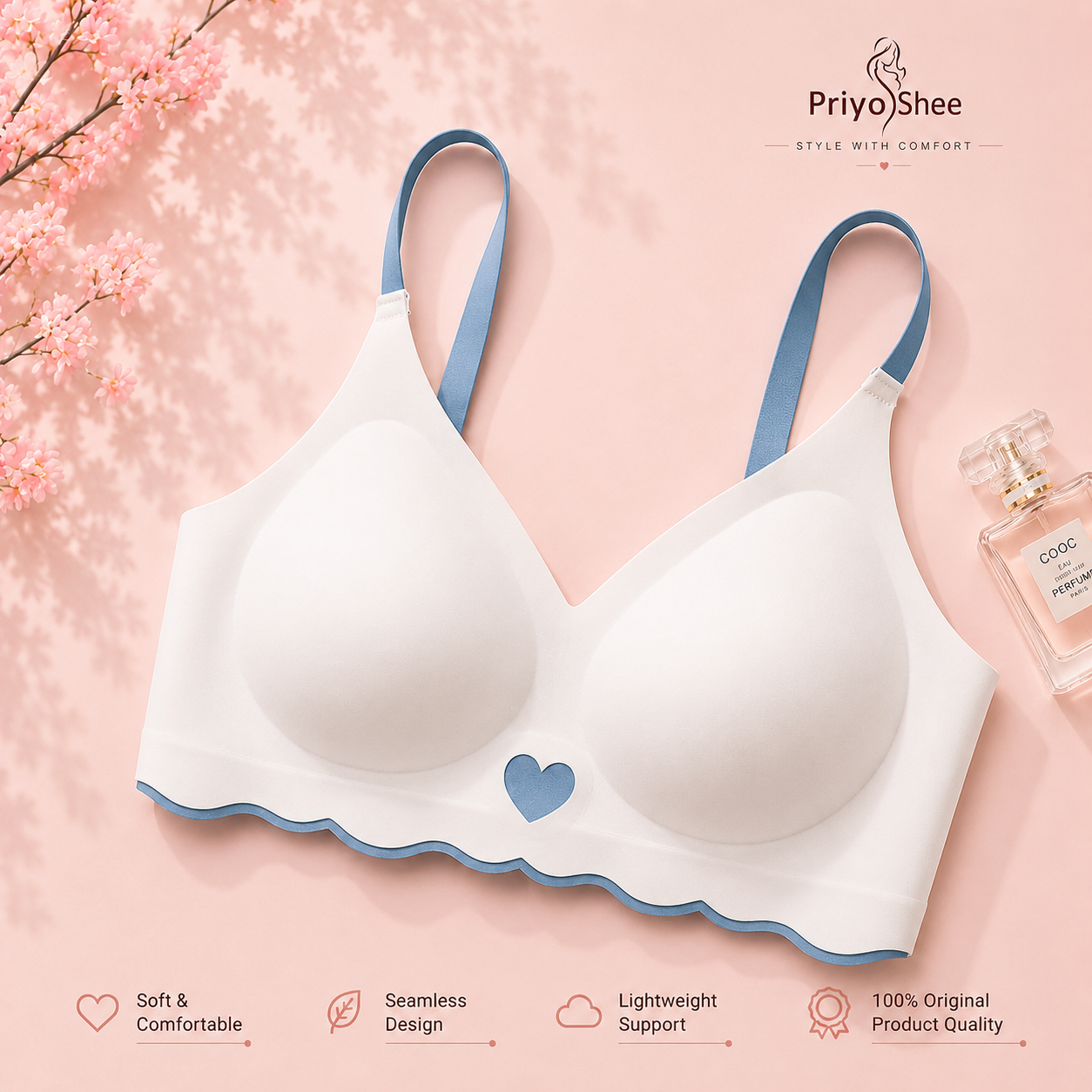 priyoshee comfort fit wireless bra