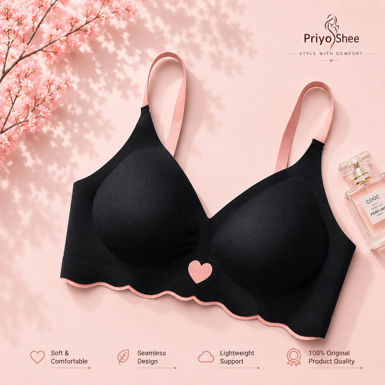 priyoshee comfort fit wireless bra