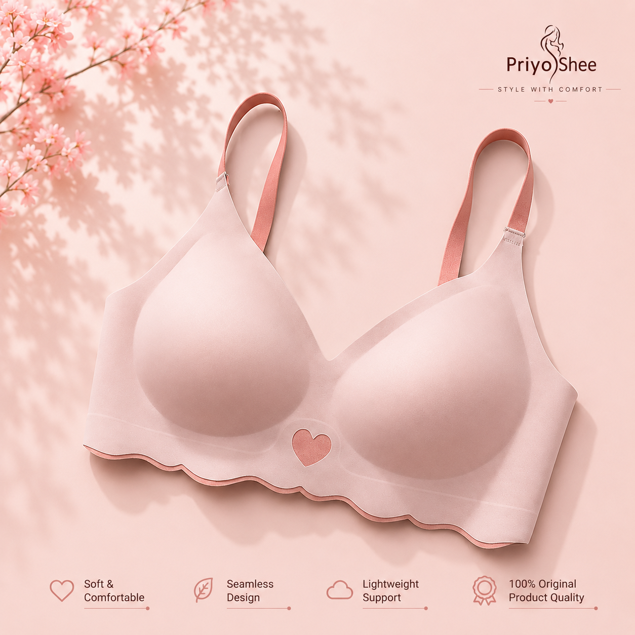 priyoshee comfort fit wireless bra