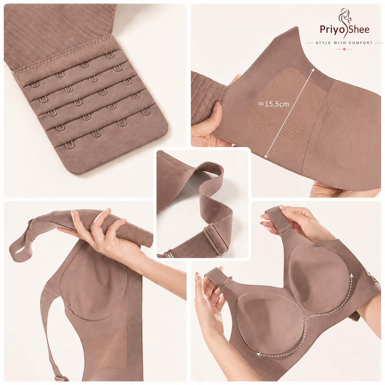 priyoshee seamless full coverage support bra