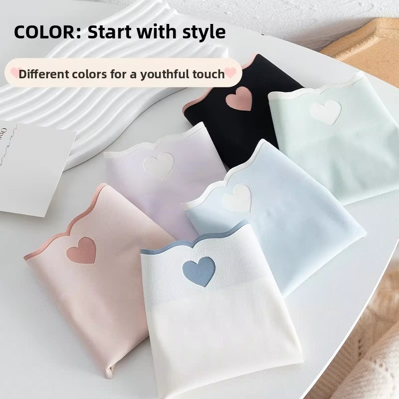 seamless ice silk cotton underwear triangle mid waist briefs sweet cute summer thin pure cotton crotch large size briefs