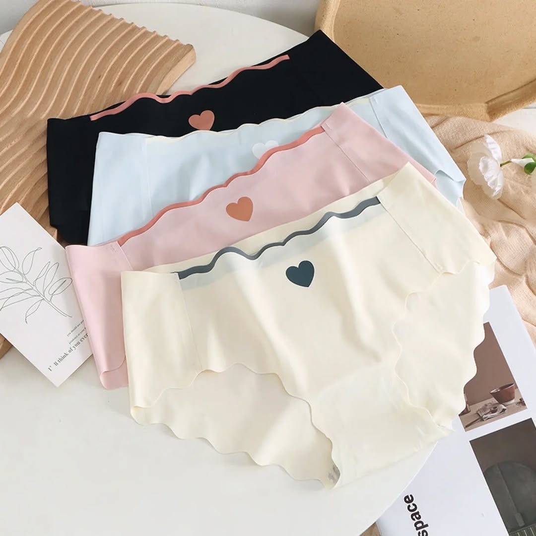 seamless ice silk cotton underwear triangle mid waist briefs sweet cute summer thin pure cotton crotch large size briefs