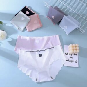 Seamless Ice Silk Cotton Underwear Triangle Mid-Waist Briefs Sweet Cute Summer Thin Pure Cotton Crotch Large Size Briefs seamless ice silk cotton underwear triangle mid waist briefs sweet cute summer thin pure cotton crotch large size briefs