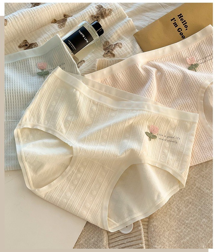 seamless pure cotton underwear for women breathable skin friendly floral patterned summer triangle panties middle waist design