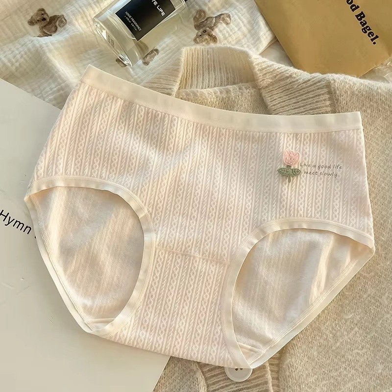 seamless pure cotton underwear for women breathable skin friendly floral patterned summer triangle panties middle waist design