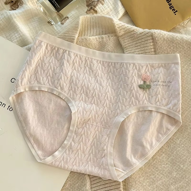 seamless pure cotton underwear for women breathable skin friendly floral patterned summer triangle panties middle waist design